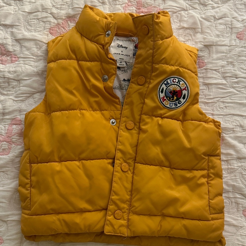 Janie and Jack Kid’s Golden Glow Disney Mickey Mouse Puffer Vest - Picture 2 of 6